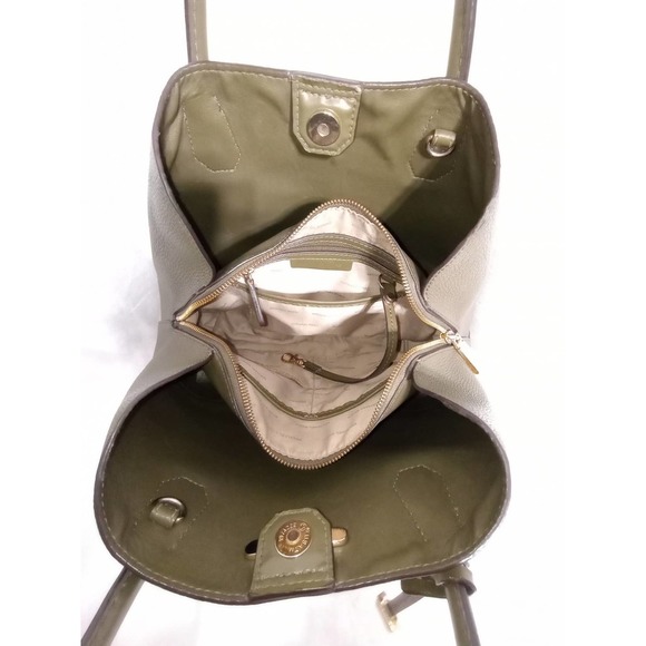 Michael KORS olive green pebble leather Purse Mercer Gallery Tote - Picture 5 of 9